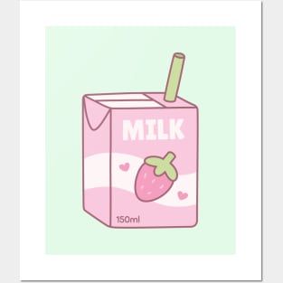 Cute Packet Of Strawberry Milk Posters and Art